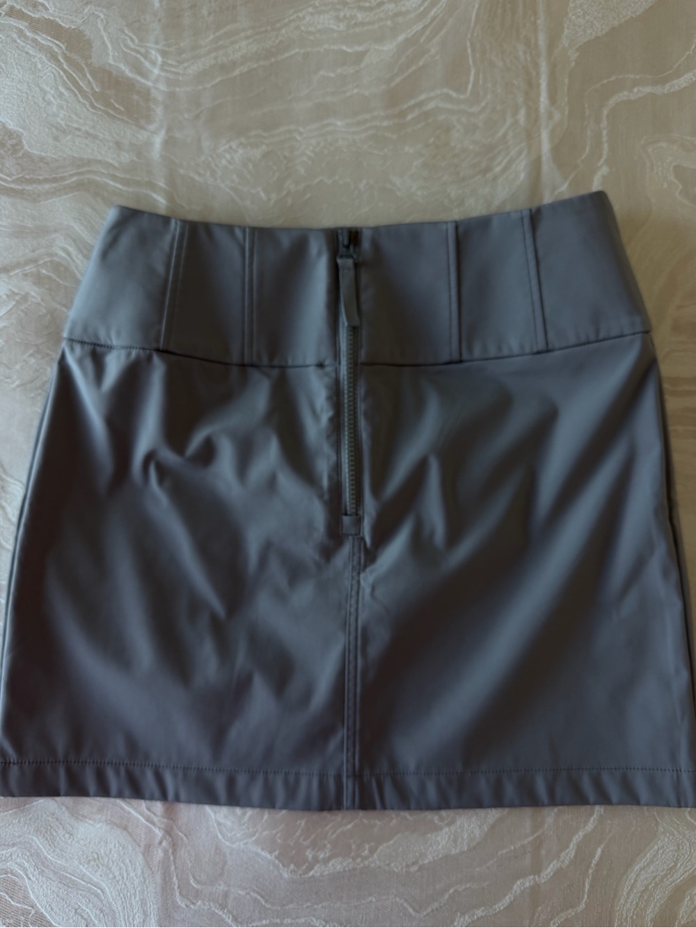 Zara Dark Gray Faux-Leather Mini Skirt with Front Zip size L